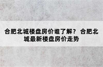 合肥北城楼盘房价谁了解？ 合肥北城最新楼盘房价走势